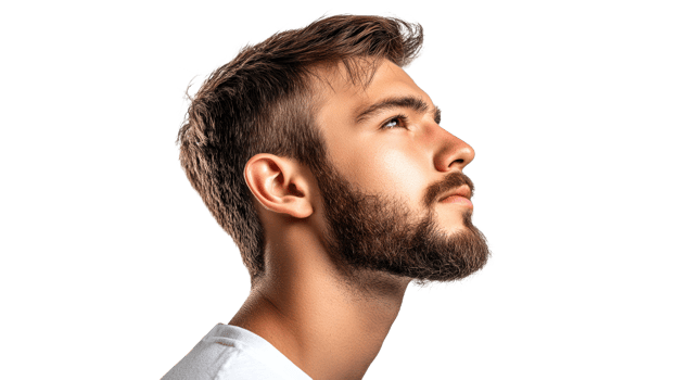 Young man gazing thoughtfully into the distance png