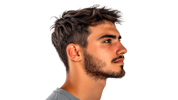 Profile view of young mans face png
