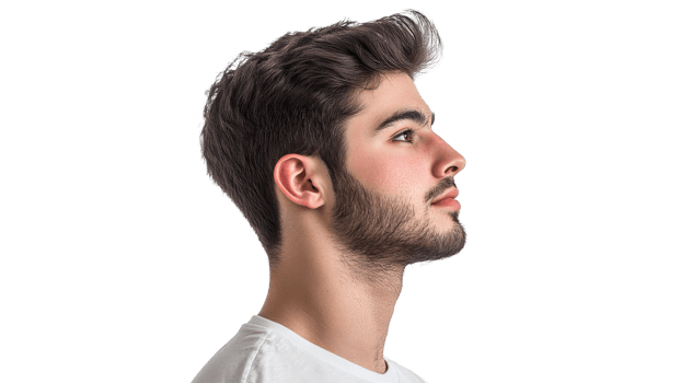 Young man posing for a profile portrait png