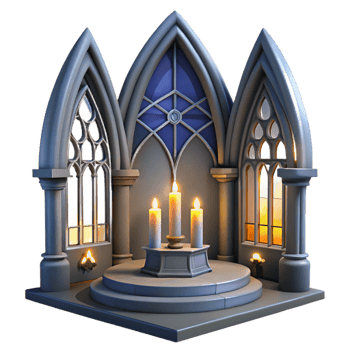 extraordinary minimalist Gothic Chapel 3D Render original png