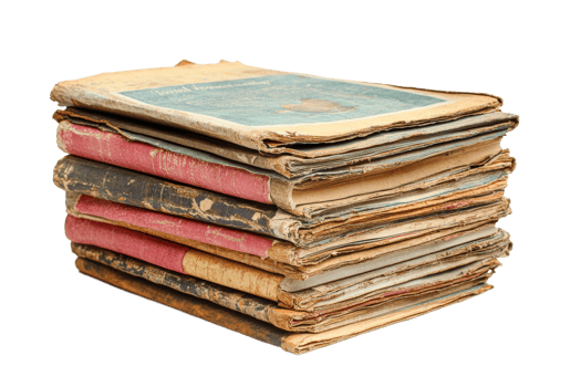 Vintage books with stacked covers png