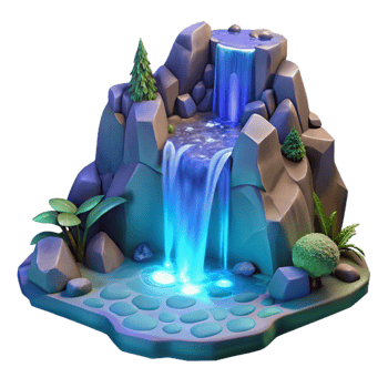 impressive classic 3D Stylized Waterfall Illustration genuine png