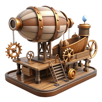 elegant classic Steampunk Airship 3D Render original png