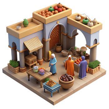 3D Isometric Market Illustration png