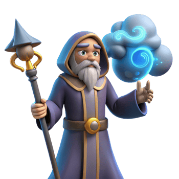 serene minimalist Wizard 3D Render, Magical Staff, Fantasy Illustration 4K png