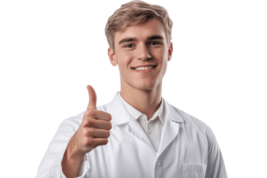 Young medical professional giving a thumbs up png