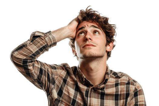 Young man shows feelings of confusion and stress png