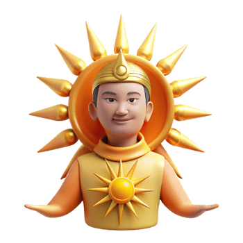 stunning minimalist 3D Sun God Illustration original png