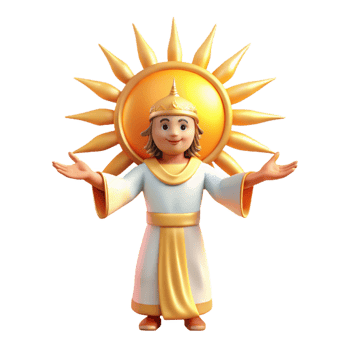 wonderful modern 3D Illustration Sun God Cartoon Character original png