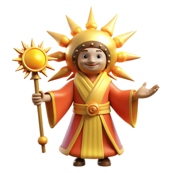 stunning abstract 3D Sun God Illustration, Cartoon Character authentic png