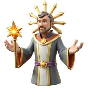 elegant classic 3D Render Wise Wizard with Star Wand high resolution png