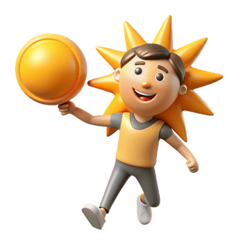 impressive modern Joyful 3D Cartoon Boy Sun Illustration detailed png