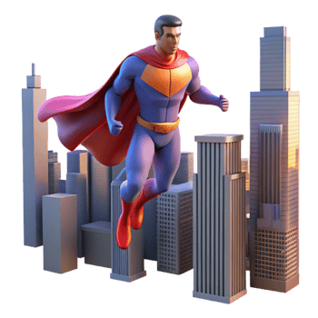 magnificent rustic Superhero 3D Render Cityscape exclusive png
