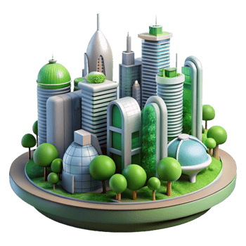beautiful contemporary Eco Friendly Cityscape 3D Illustration 4K png