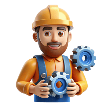 elegant classic 3D Cartoon Mechanic with Gears 4K png