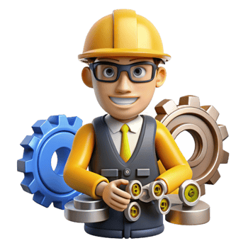 magnificent minimalist 3D Engineer Cartoon Illustration professional png