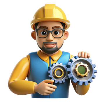 magnificent vintage 3D Illustration Cartoon Engineer Gear Technician 4K png