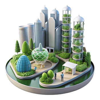 Eco City 3D Illustration Sustainable Urban Landscape png