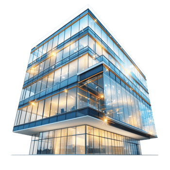 Glass skyscraper with lights looks futuristic and sleek png