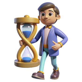 vibrant minimalist 3D Cartoon Character with Hourglass detailed png