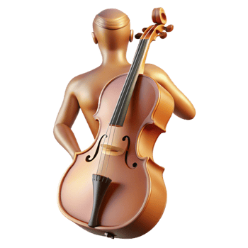 Golden Cello 3D Render png