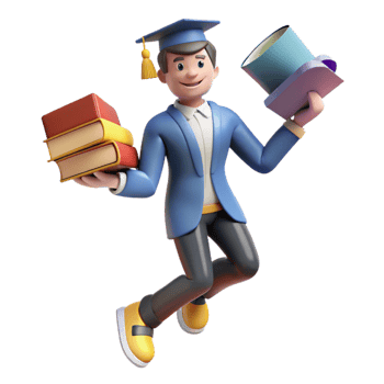 dramatic traditional Joyful Graduate 3D Illustration detailed png