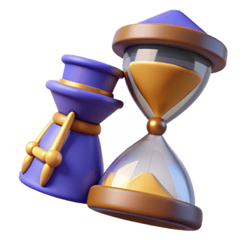impressive abstract 3D Render Cartoon Hourglass and Hat original png