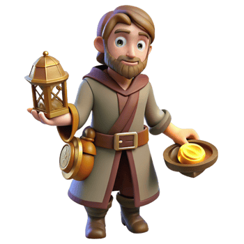stunning creative 3D Cartoon Traveler with Lantern and Gold professional png