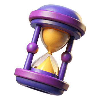 impressive contemporary 3D Render Cartoon Hourglass, Time Management original png
