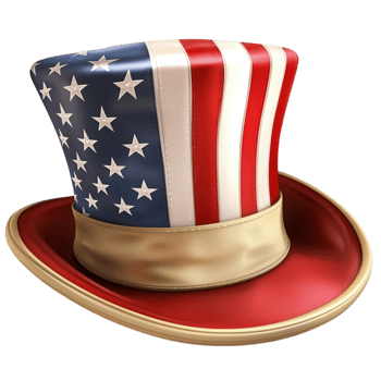American top hat with red and white stripes looks patriotic and png