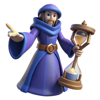 dramatic creative 3D Render Wizard with Hourglass 4K png