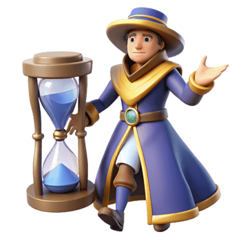 wonderful vintage 3D Render Wizard with Hourglass high quality png