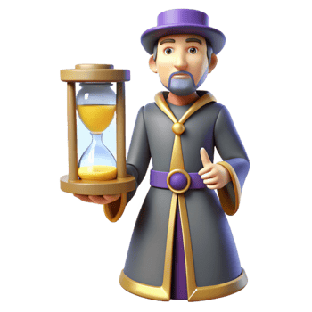 wonderful artistic 3D Cartoon Wizard Holding Hourglass high resolution png