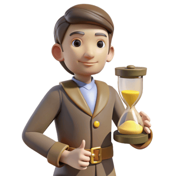 impressive classic 3D Cartoon Man Holding Hourglass professional png