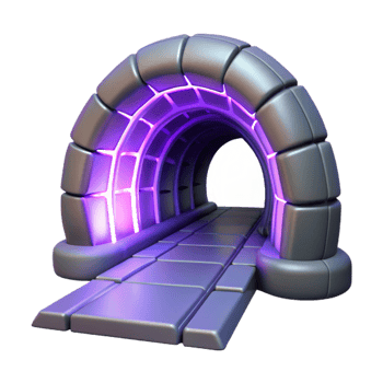 elegant minimalist 3D Render Futuristic Tunnel with Purple Glow high quality png