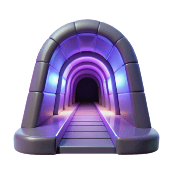 magnificent abstract 3D Tunnel Illustration Purple Neon Archway original png
