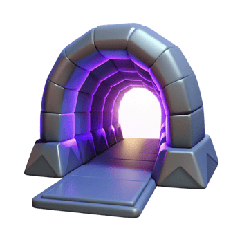 dramatic abstract 3D Render Glowing Tunnel Illustration original png
