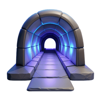 extraordinary contemporary 3D Render of Illuminated Stone Tunnel authentic png