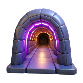 wonderful classic 3D Tunnel Illustration Glowing Archway 4K png