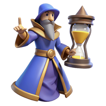 dramatic classic Wizard with Hourglass 3D Render detailed png