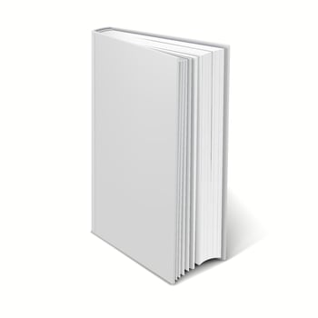 3D realistic softcover blank book mockup with a clean design and no visible text or images. vector