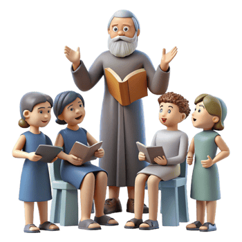 3D Illustration Children's Choir with Teacher png