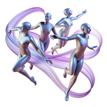 Dynamic 3D Render of Leaping Figures png