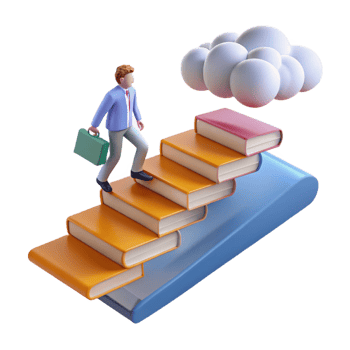 3D Illustration Climbing the Book Staircase to Success png