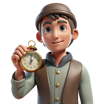 magnificent artistic 3D Cartoon Boy Holding Pocket Watch detailed png