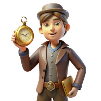 magnificent rustic 3D Render Cartoon Boy with Pocket Watch 4K png