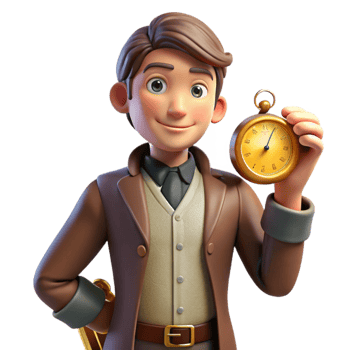 dramatic creative 3D Cartoon Man with Pocket Watch Illustration premium png