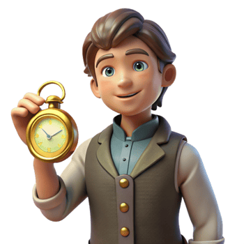stunning classic 3D Cartoon Boy with Pocket Watch Illustration high quality png