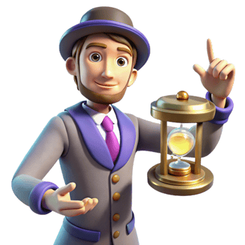 extraordinary classic 3D Cartoon Gentleman with Hourglass high quality png