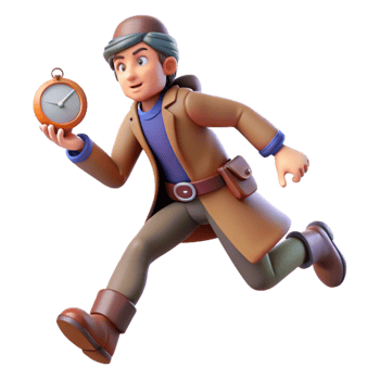 extraordinary contemporary Running 3D Cartoon Character with Pocket Watch professional png